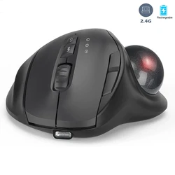 Wireless Trackball Mouse Rechargeable Ergonomic Mouse Easy Thumb Control 3 Device Connection for PC Laptop iPad Mac