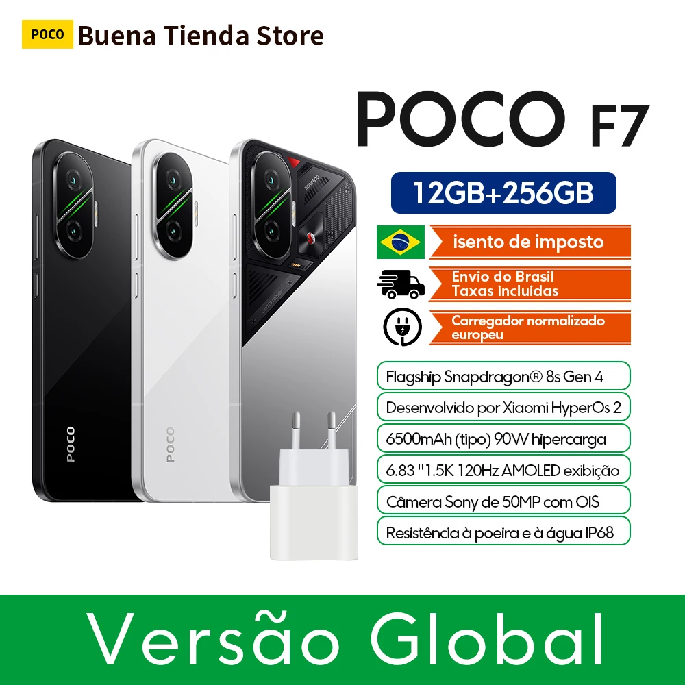 POCO F7 12 + 256 GB ROM Smartphone Pantalla Flow AMOLED WQHD + 120 Hz 6,83 "Snapdragon 8s Gen 4 50 MP 6500 mAh IP68