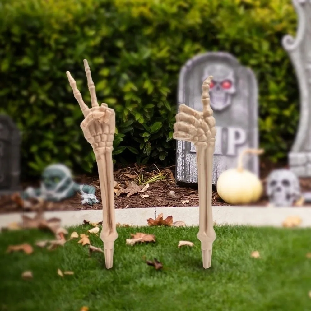 

Removable Skeleton Gesture Lawn Stake Spooky Decor Realistic Design Lifelike Skeleton Stake Yard Signs Stable Unique