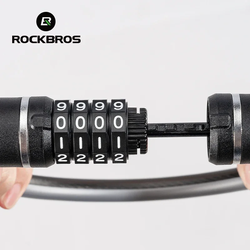 ROCKBROS Portable Bicycle Lock Ultra-Light Steel Cable Bike Lock 4-Digit Password PVC Waterproof  Steel Password Lock MTB Road
