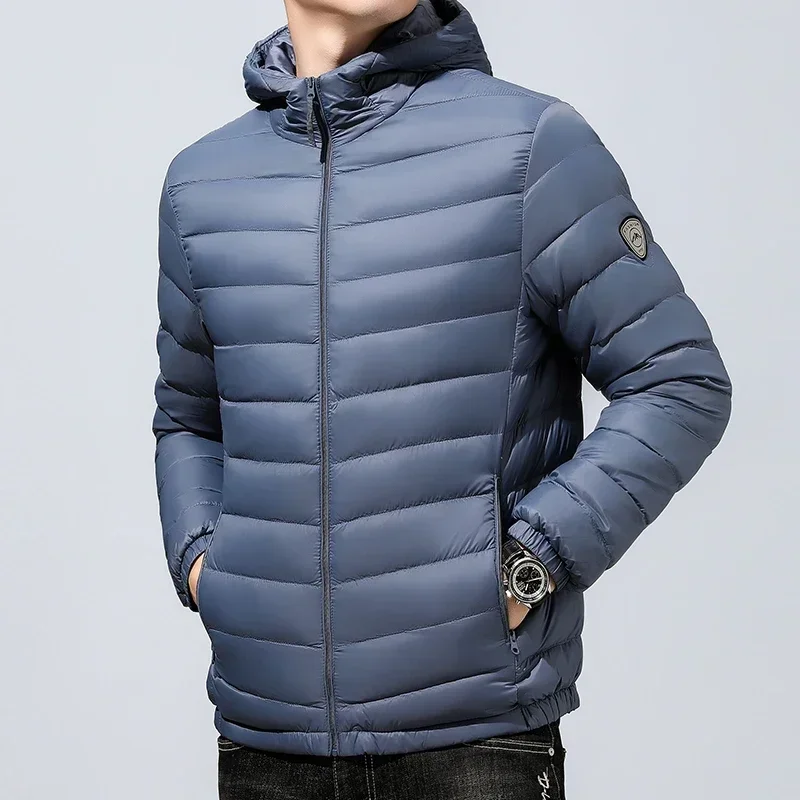 Thin Down Jacket Men's Hooded 2024 Winter New Thin Lightweight Sports Warm Men's Jacket Clothes Coat