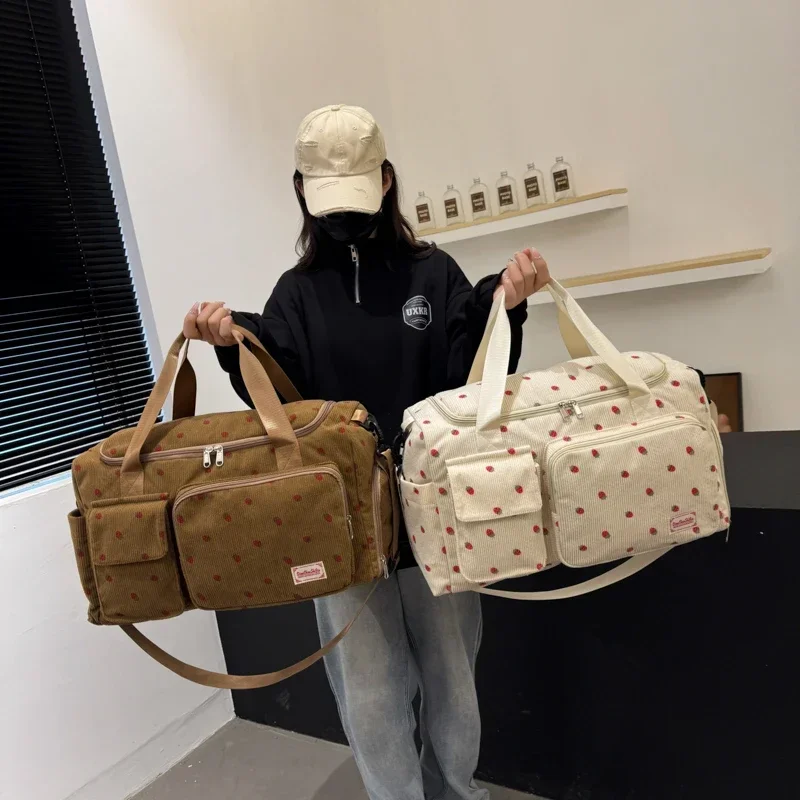 حقيبة كمبيوتر محمول لطيفة على شكل فراولة، حقيبة سفر، حقيبة يد، سعة كبيرة لحمل الأمتعة، حقيبة يد كاجوال، حقيبة رياضية ولياقة بدنية