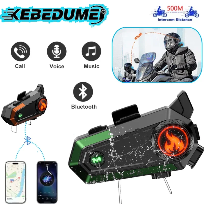 

Motorcycle Helmet Intercom BT 5.3 Interphone Waterproof Noise Wireless Intercomunicador Headset 1000mAh With Voice Assistant