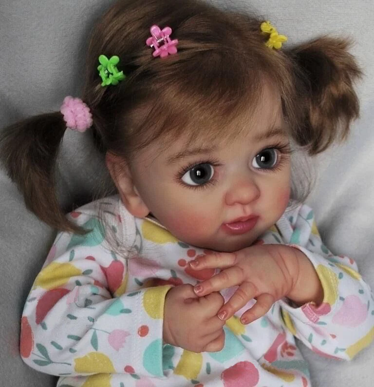 SANDIE 40CM Layla Cute Reborn Baby Girl Doll Lifelike 3D Painting with Veins Multiple Layers Gifts for Adults