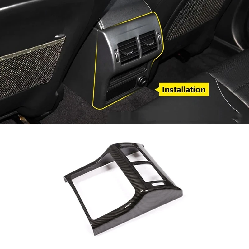 Carbon Fiber Style Car Rear Seat Air Conditioning Outlet Frame Cover Tirm For Jaguar XE XF F-Pace F Pace X761 2016-2018