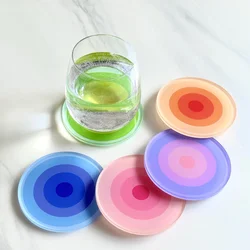 5pcs Acrylic  Anti Slip Coaster Porta Vasostable Mat Cup Holders Gradient Color Cocinas Accesorios Kitchen Drink Coasters