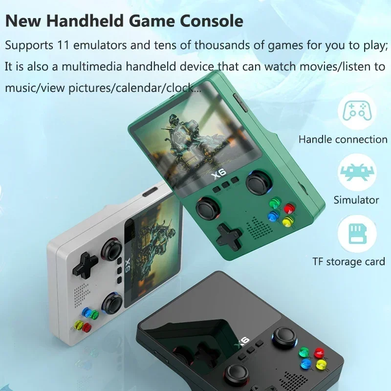 X6 Handheld Game Console 3.5 inch IPS Screen Dual 3D Joystick 11 Simulators GBA Video Game Players 10000+ Games for Kids Gifts