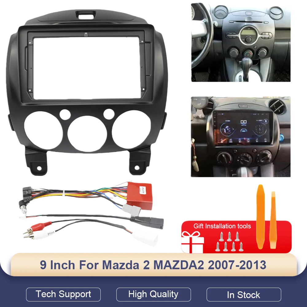 

9-дюймовый автомобильный радиоприемник для Mazda 2 MAZDA2 2007-2013, Android стерео MP5, GPS-плеер, установка 2 Din, головное устройство, лицевая панель приборной панели, рамка