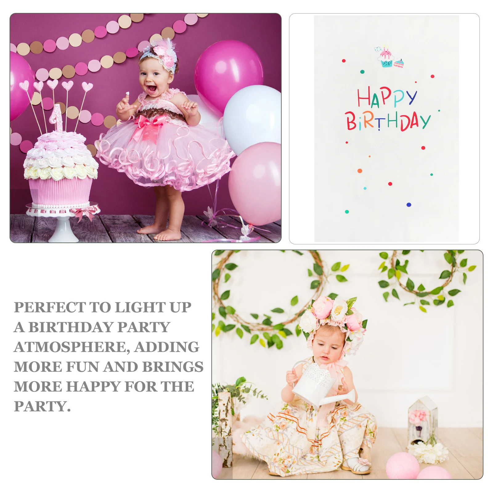 

Happy Birthday Backdrop Simple Birthday Party Background Decoration For Women Photo Durable Polyester Material Supplies Props