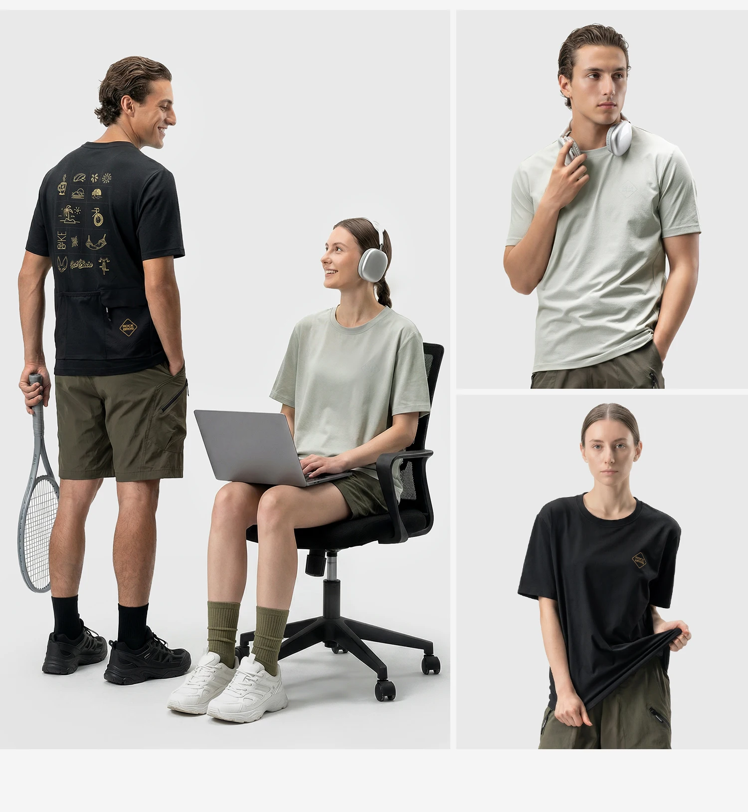 ROCKBROS Sommer-Radtrikot elastisch schnell trocknend atmungsaktiv kurzärmelig T-Shirt für Herren und Damen Fahrradbekleidung alltägliche Freizeitkleidung – Detail 3