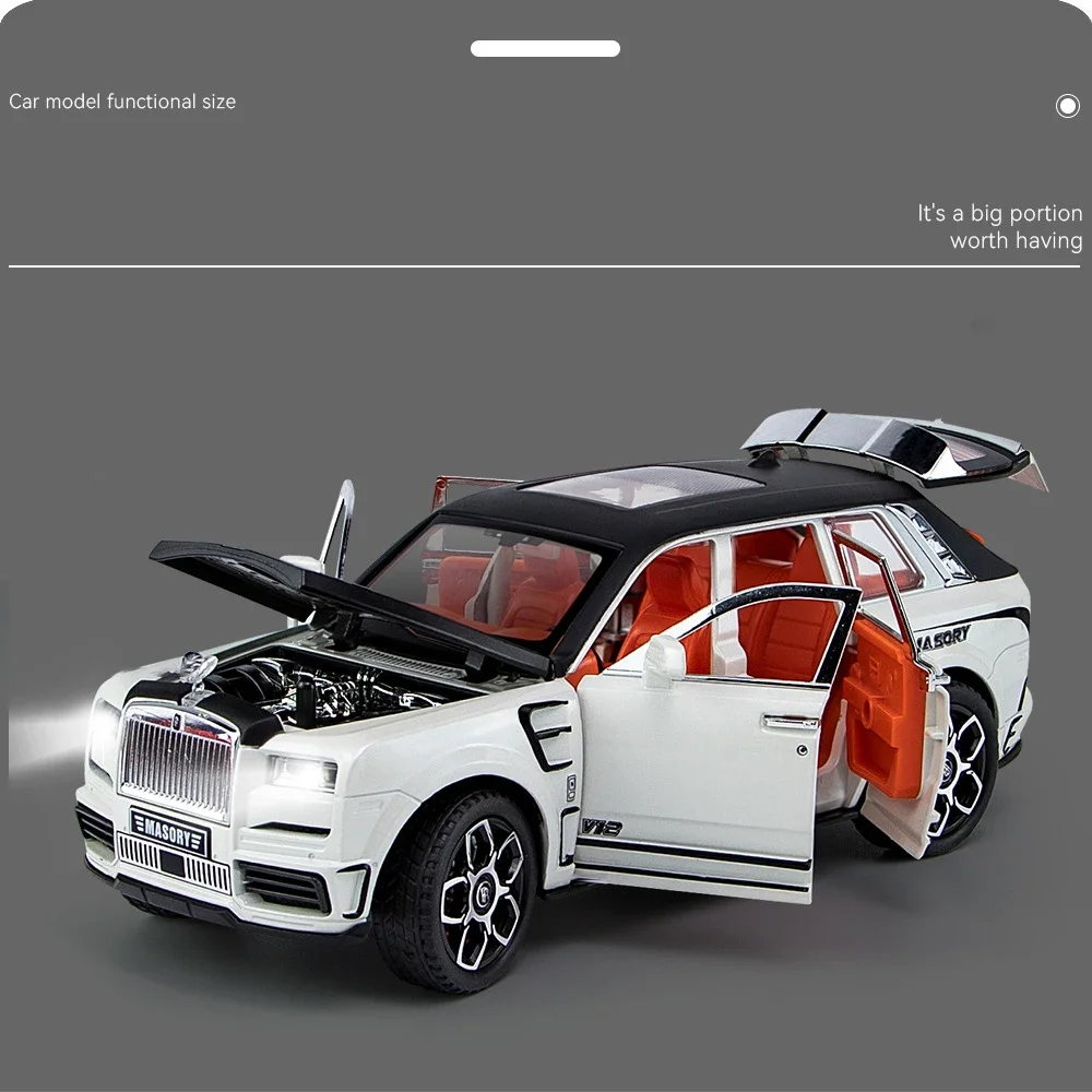 1:24 Rolls Royce Cullinan MASORY SUV Alloy Model Car Toy Diecasts Metal Casting Sound and Light Car Toys For Children Vehicle