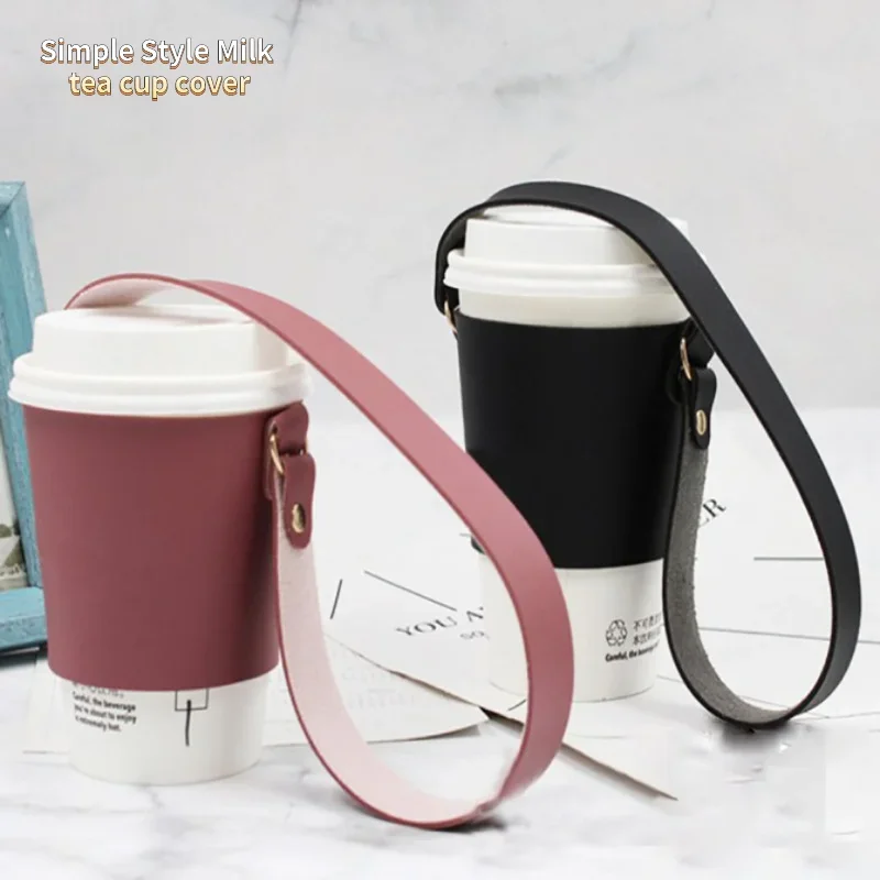 Japanese Style DIY Portable Leather Cup Protective Case PU Cups Holder Heat Insulation Coffee Milk Tea  Outer Package Cup case