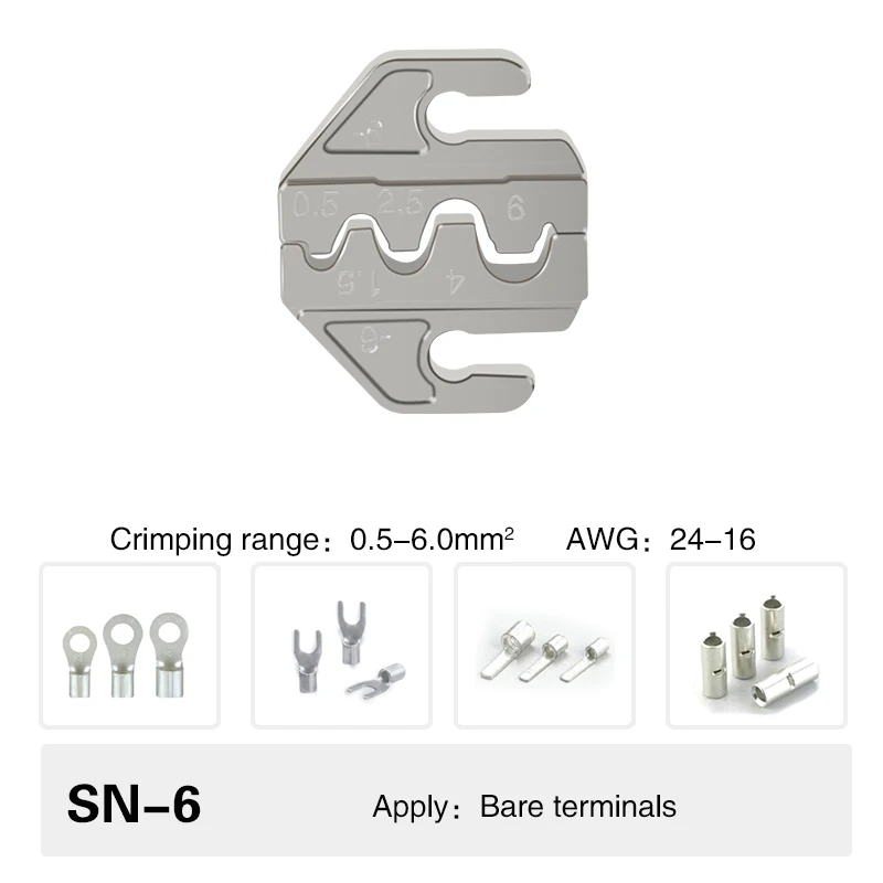 Crimpzange, Crimpbacken-Set, 4mm Schlitzbacken, SN-48BS/58B/02C/2546B/2549/06/X6/06WF/03H, zum Crimpen von Anschlussklemmen verwendet