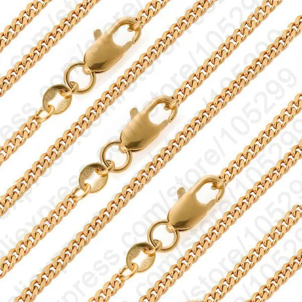 New Trend 18/20/22/24/26/28/30 Inch 2mm Gold Filled Color Charm Chain Necklace For Men Women Wedding Fashion Jewelry