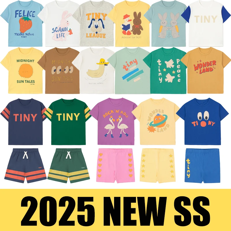 

2025 New Summer Children's Clothing Set Boy Girl Printed Short Sleeved T-shirt Casual Shorts Set Kids Letter Printed Top