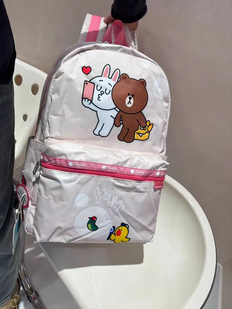 Mochila de gran capacidad con estampado de dibujos animados para mujer, Bolsa Escolar ligera