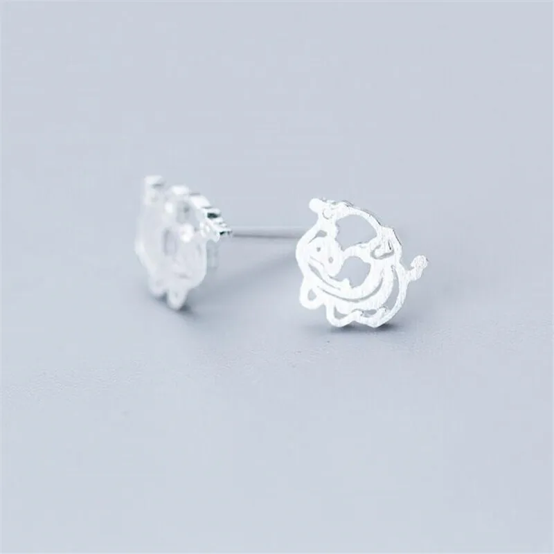 New Creative Fashion Jewelry Source Sprouting Ping 925 Sterling Silver Cute Hollow Small Animal Women Stud Earrings E271