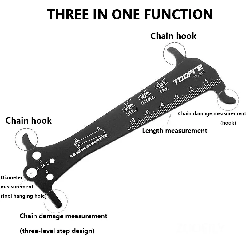 سلسلة دراجات ارتداء مؤشر حاكم أداة إصلاح الفولاذ المقاوم للصدأ الطريق الجبلية دراجة سلسلة قياس مدقق قطر المسمار