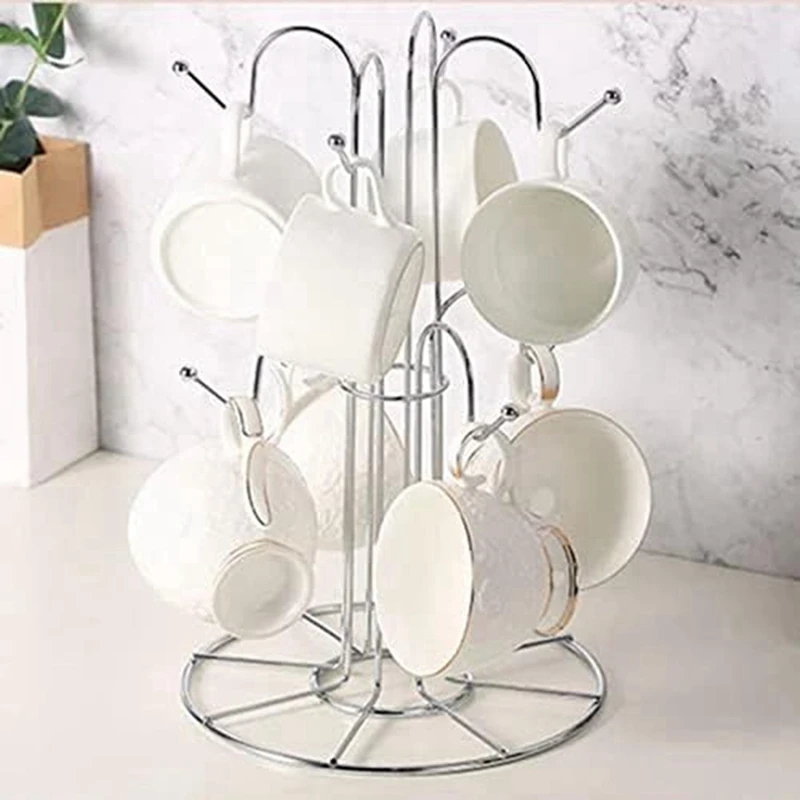 Cup Drying Rack With 8 Hooks Drainer Mug Tree Mug Organizer For Home Desktop, Durable