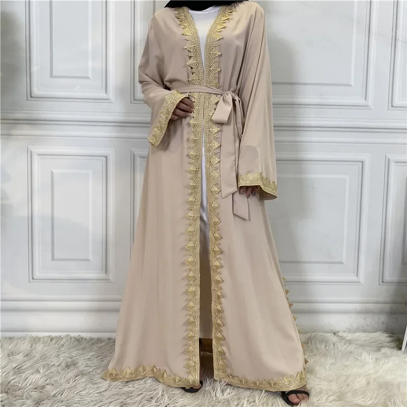 Mode Stickerei Öffnen Abaya Dubai Türkei Kaftan Muslimischen Strickjacke Abaya Kleider für Frauen Casual Robe Femme Kaftan Islam Kleidung