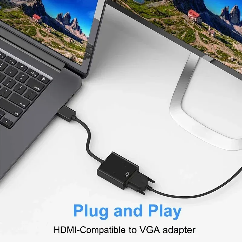 HDMI to VGA Adapter Converter, 1080P HDMI Male to VGA Female Video Connector for Laptop, PC, Tablet, TV, Monitor, Projector