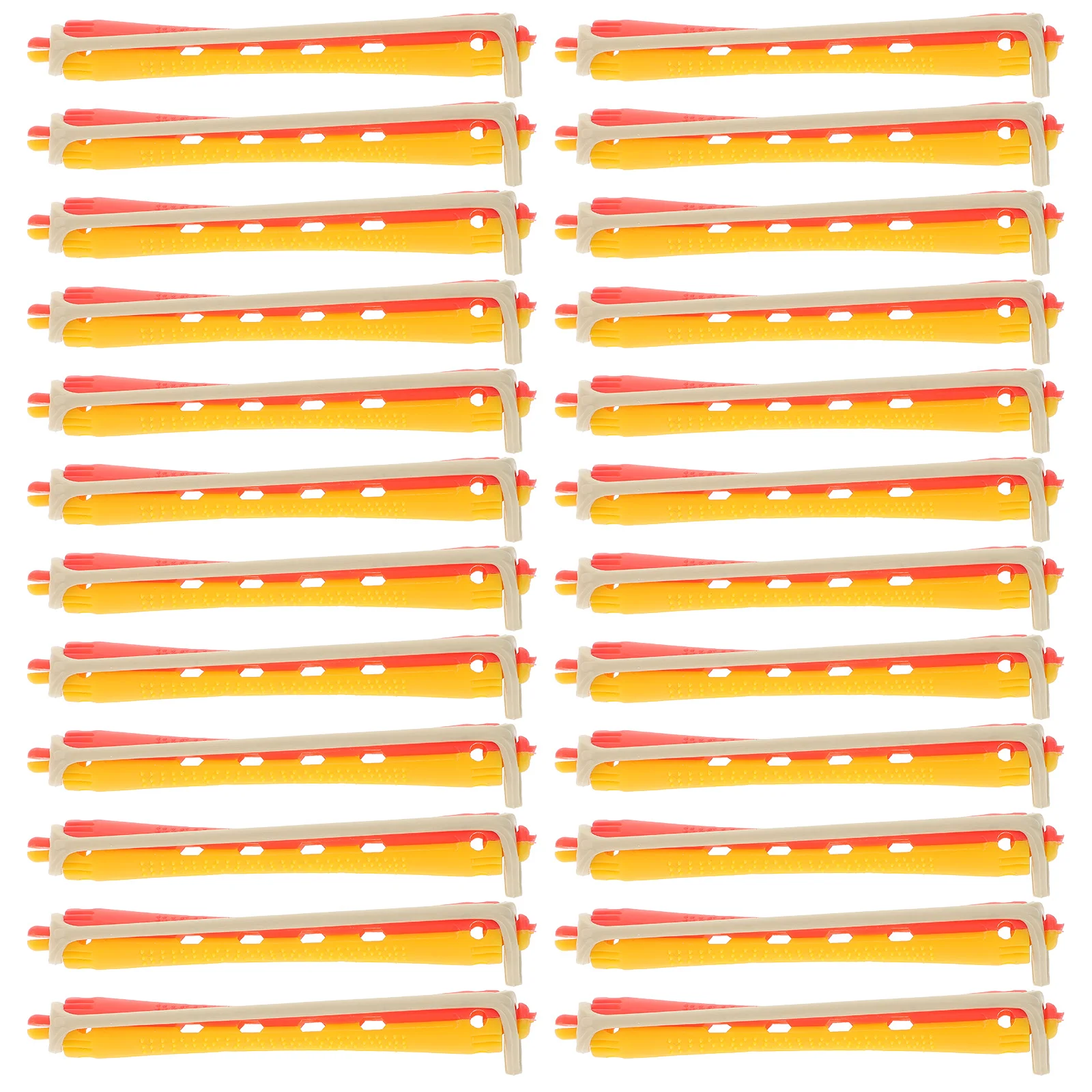 24 Pcs Curling Iron Hollow Roll with Rubber Band Man Hair Curlers Rod Plastic Perm Rods Rollers