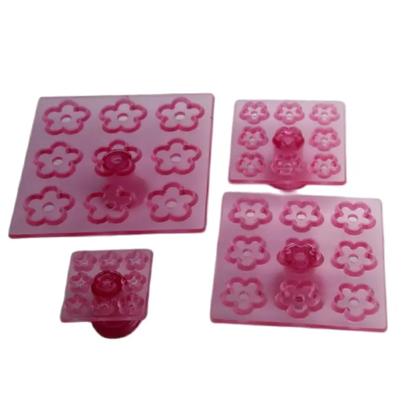 

Free Shipping Plastic 4pcs Transparent Multiple Plum Blossom Press Cookie Cutters DIY Cake Fondant Molds Set