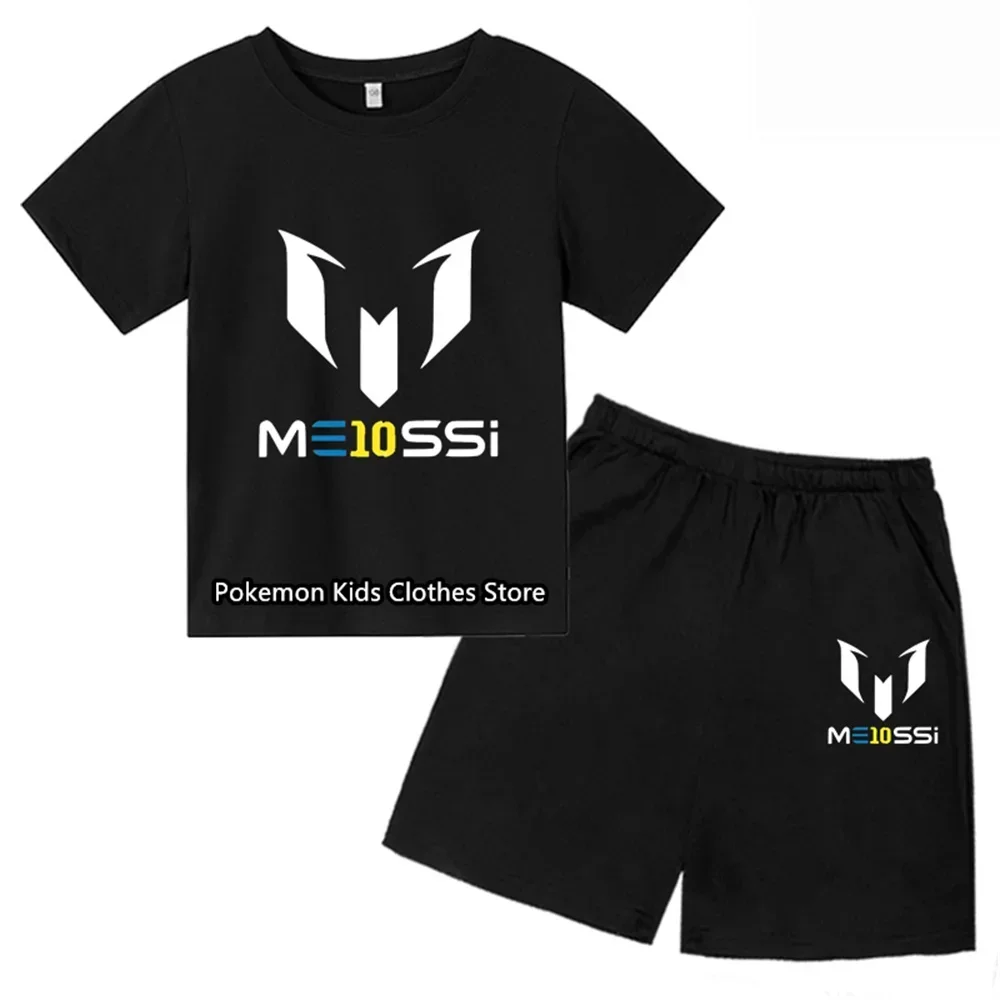 Meixi NO.10 Children's Clothing Children's Summer T-shirt Set Boys and Girls Casual Short-sleeved Black Bottoming Shirt