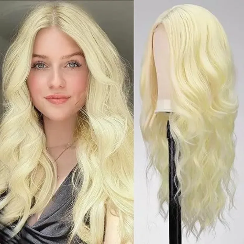 Parrucche lunghe per donna Parrucca piena sintetica resistente al calore con onde grandi Capelli ricci dall'aspetto naturale per l'uso quotidiano Senza grovigli