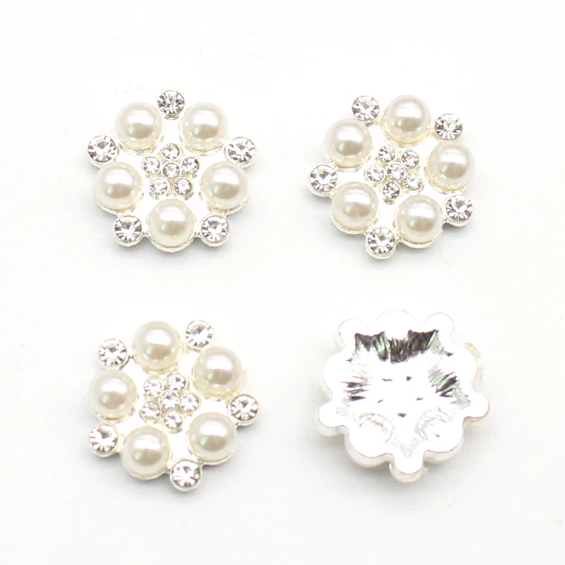 Fashion 16mm Alloy Pearl Rhinestone Button Flower Heart Ornament DIY Clothing Hair Accessories Jewelry Creative Clothing Bow Acc