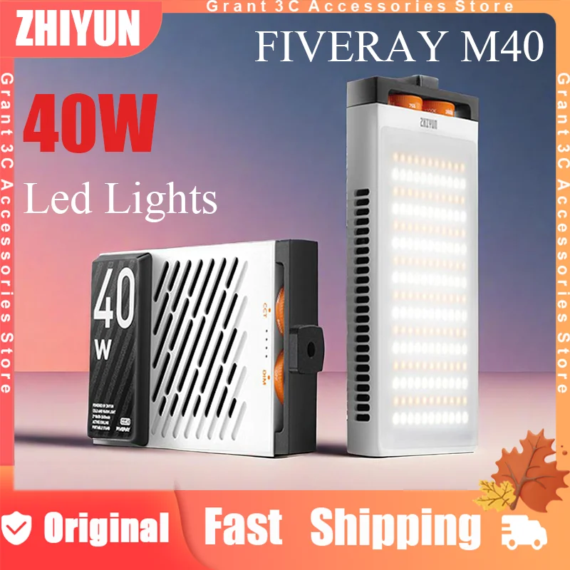 

ZHIYUN FIVERAY M40 40W Bi-Color LED Video Light 2700K-6200K Handheld Pocket Lights with PD Fast Charge for YouTube TikTok Shoot