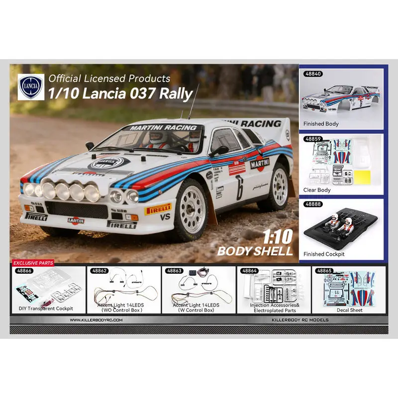

Killerbody Rc Car Body Shell Lancia 037 Rally 1 10 Scale Official Licensed Rally Car Accessory For Rc Racing Enthusiasts