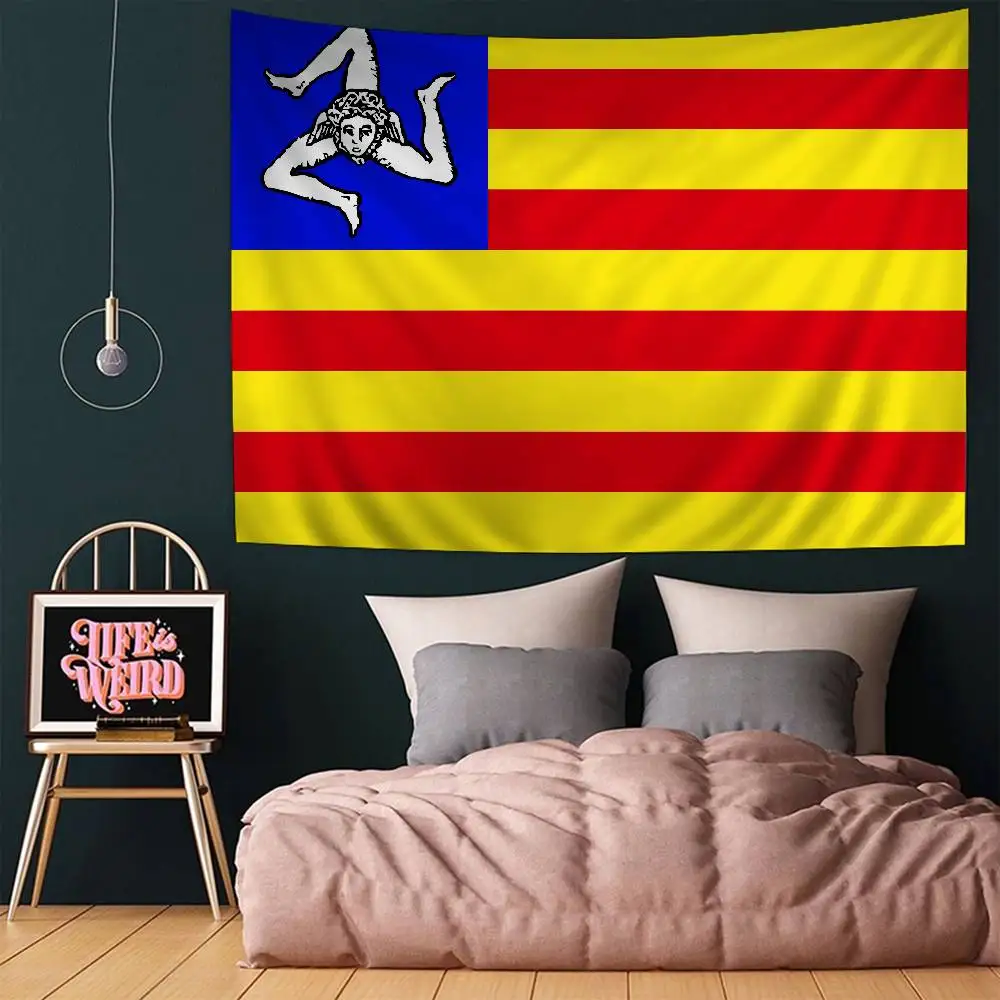 S-Sicilian Flag Printed Large Wall Tapestry Cheap Hippie Wall Hanging Bohemian Wall Tapestries Mandala Home Decor