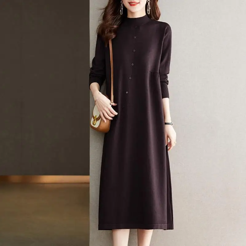 جديد سحب جيرسي للنساء موضة تريكو الصوف فستان طويل ربيع الخريف البلوز سترة الشتاء الدافئة البلوز الملابس النسائية #3