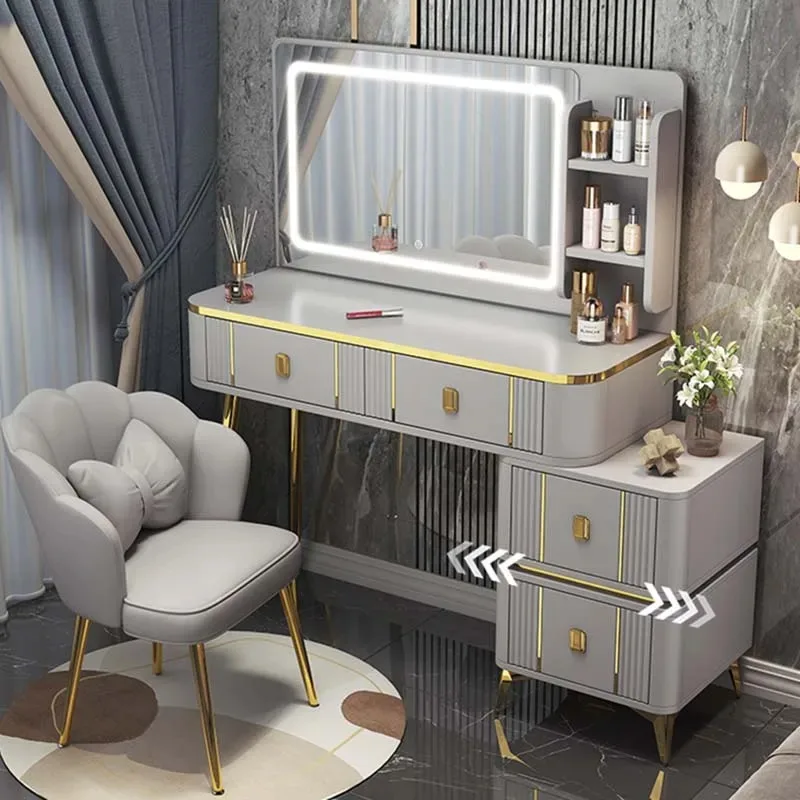 

Wood Cheap Bedroom Dresser Vanity Desk with Mirror Furniture with Lights Modern Dressing Storage Comoda Pra Quarto Furniture