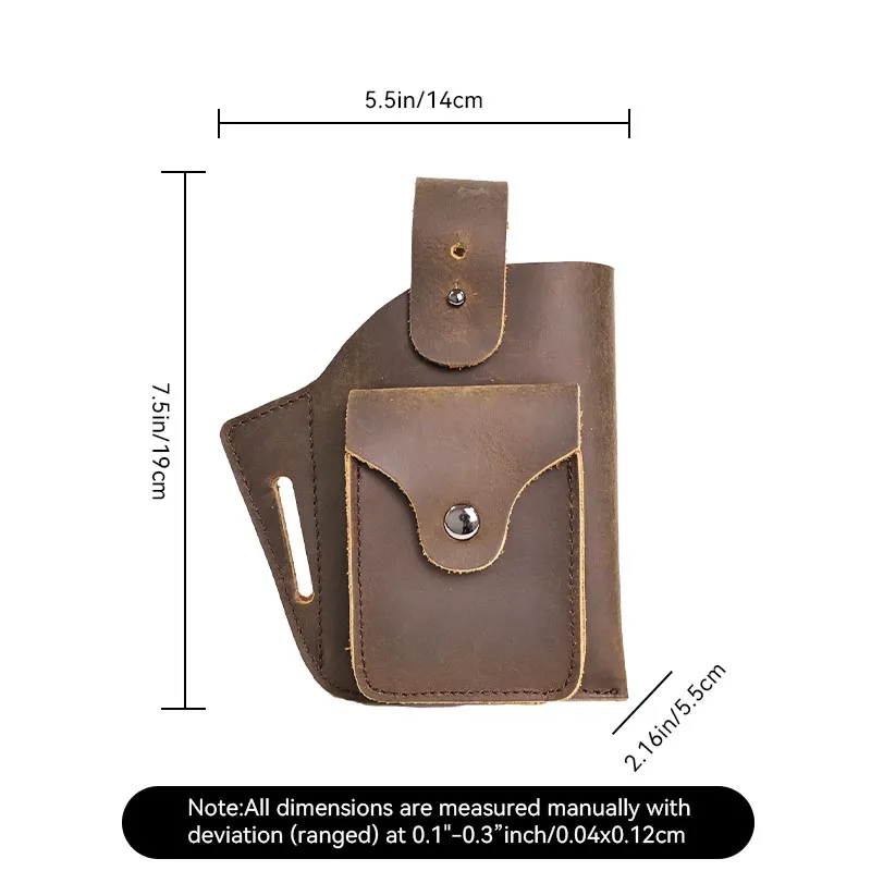 RIYAO Genuine Leather fanny pack For Men Waist Bag Vintage Cowhide Cell Phone Belt Holster Case Male Wallet Pocket Cigarette Bag