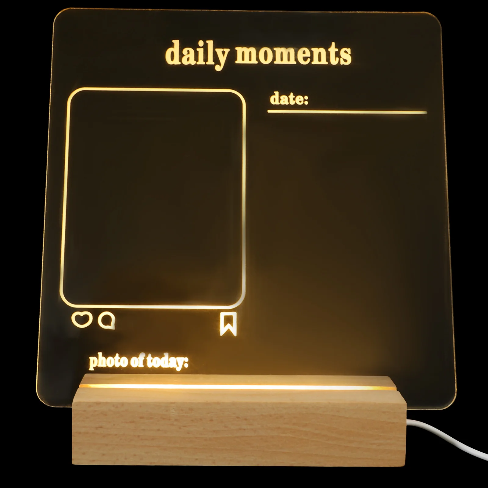 

Acrylic Memo Board with LED Light Dry Erase Writing Surface for Office Home School Desktop Organization Tool