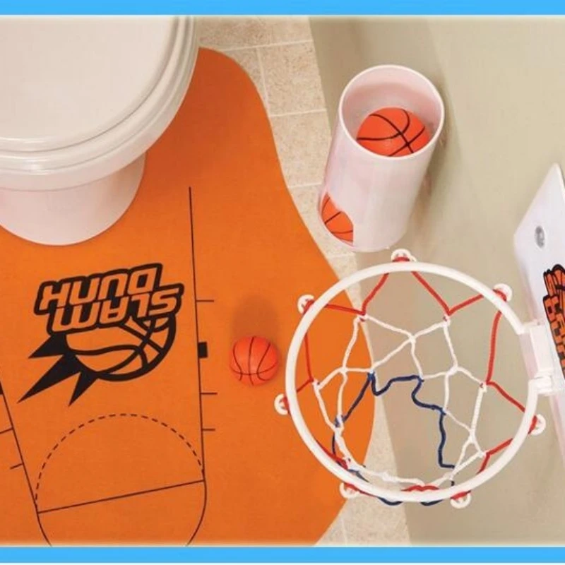 

Мини-баскетбольная подставка и мяч для туалета, ванной комнаты, баскетбольная игра в помещении, забавная игрушка в подарок для взрослых, игры в туалет