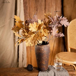 SunMade Ins Dried Looking Oak Leaf Branch Vintage Artificial Flowers Home Wedding Decoration Fake Plants Fall Decor Accessaries