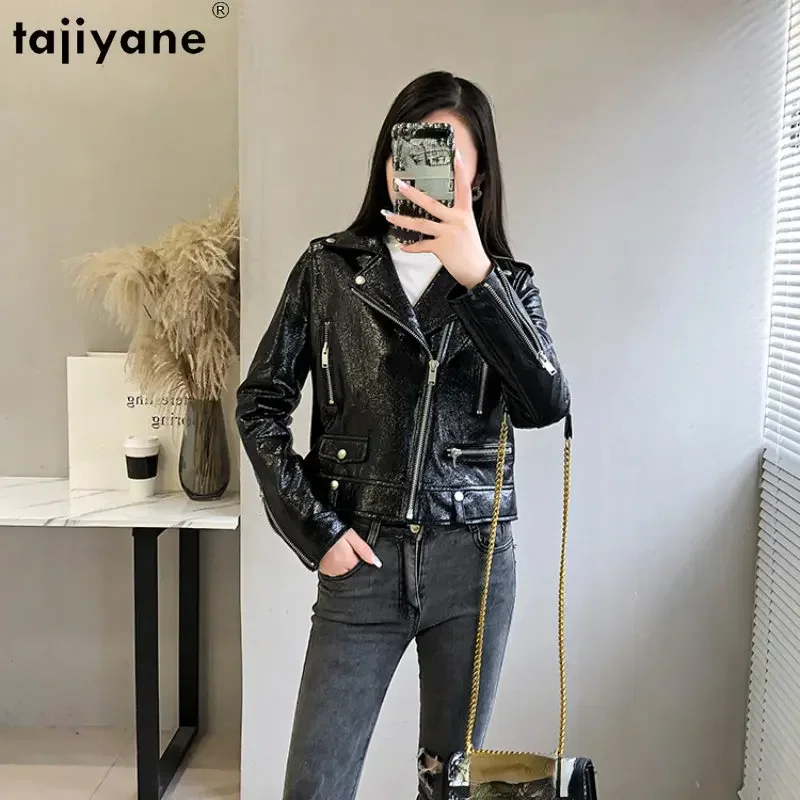 

Tajiyane Real Leather Jacket Women Genuine Sheepskin Coat 2023 Korean Fashion Short Slim Leather Jackets Women Black Biker Coats