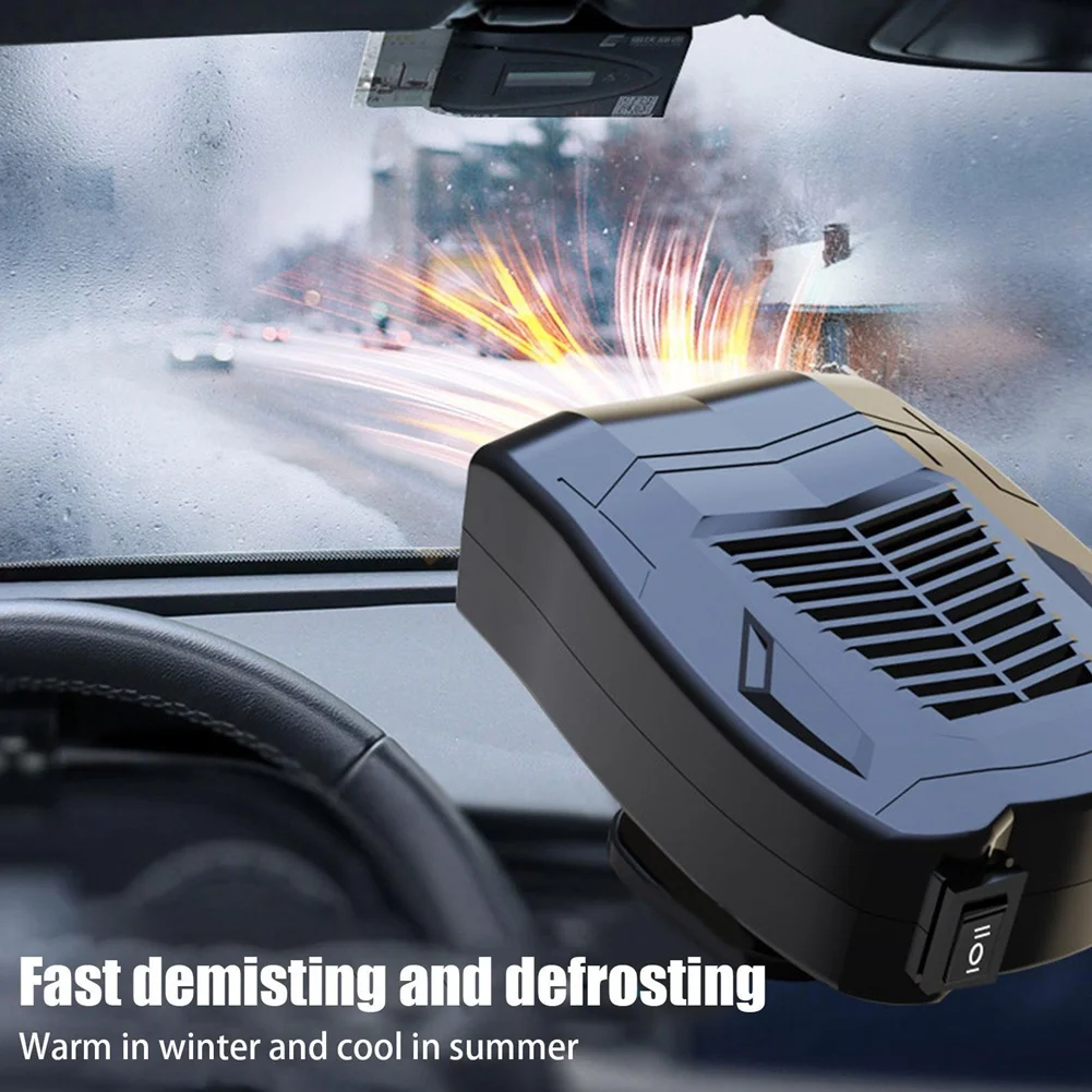 Aquecedor de carro F-T, vento quente e frio, descongelamento de neve, desembaçador 360 °   Adaptador de portas USB duplas de rotação para bateria de 18V