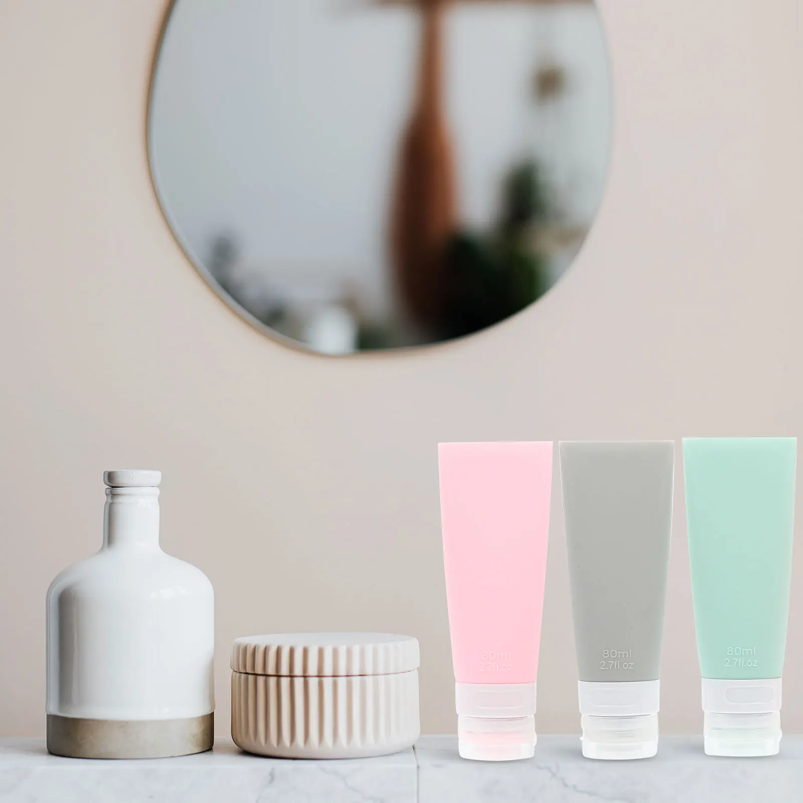 

3pcs 80Ml Silicone Refillable Travel Bottles Squeezable Toiletry Containers Portable Shampoo Conditioner Lotion Subpackage