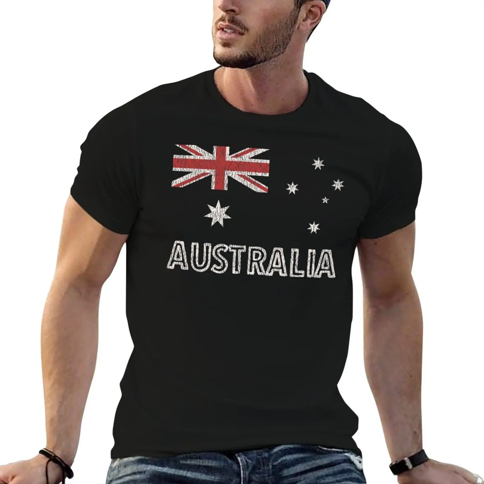 Australian Flag Distressed Design T-Shirt Aesthetic clothing Blouse Men's t-shirts