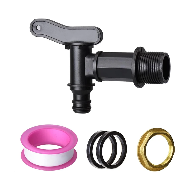 

Plastic Snap-Fit Hosepipe Rain Barrel Water Butts BSP Thread Replacement Water Tap With Brass Nut 1Set