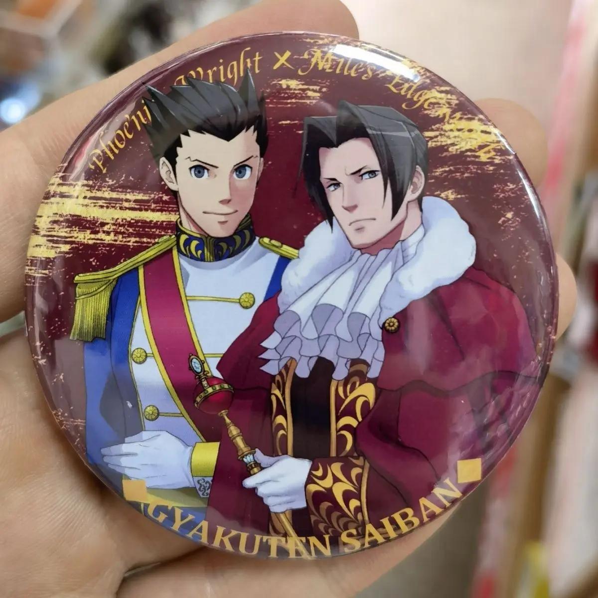 2 sztuk/zestaw Anime gra Phoenix Wright Ace Attorney Pin Gyakuten Saiban odznaka