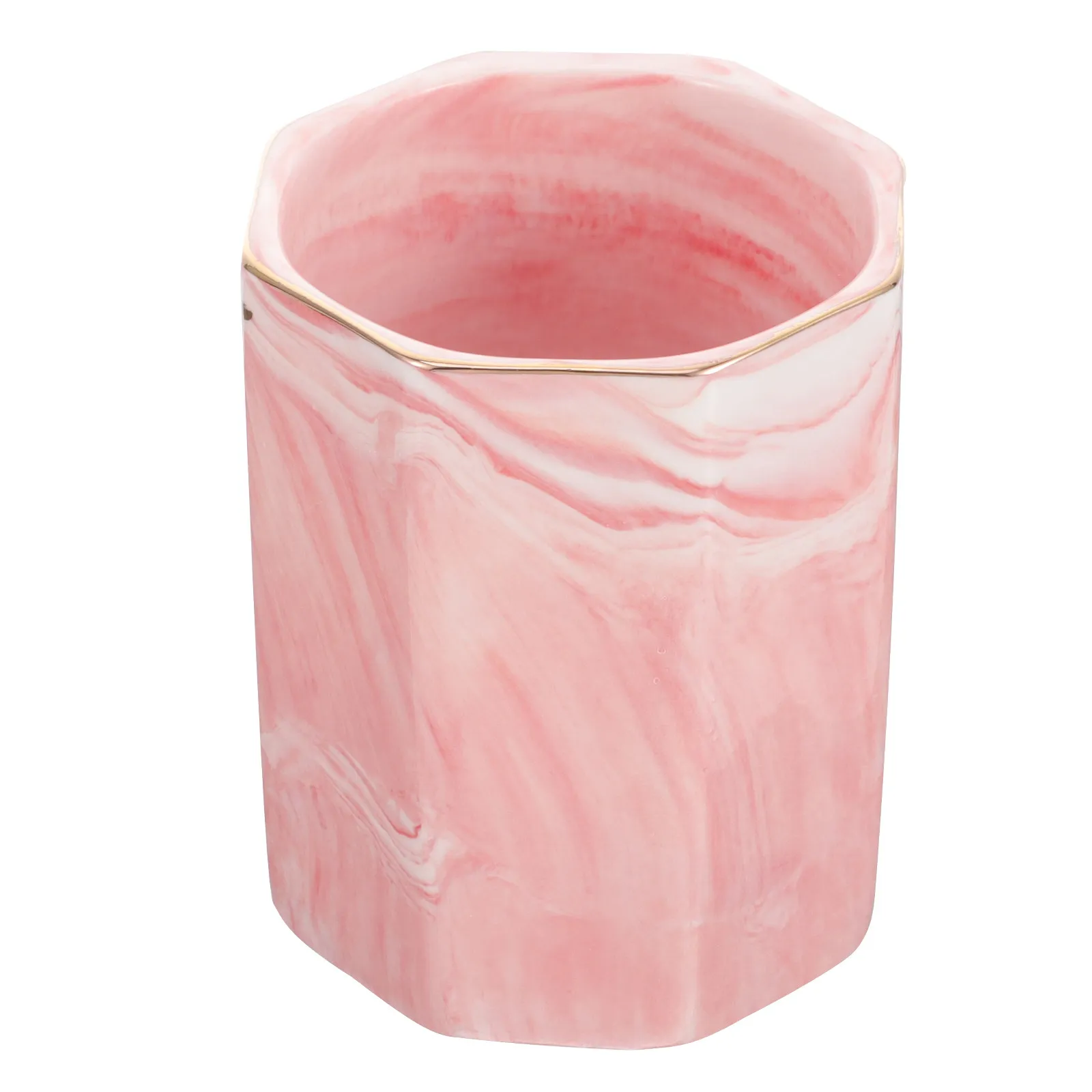 Ceramic Pen Holder Colorful Square Pen Cup Large Capacity Desk Organizer Elegant Gold Edge Makeup Brush Holder Utensil Storage