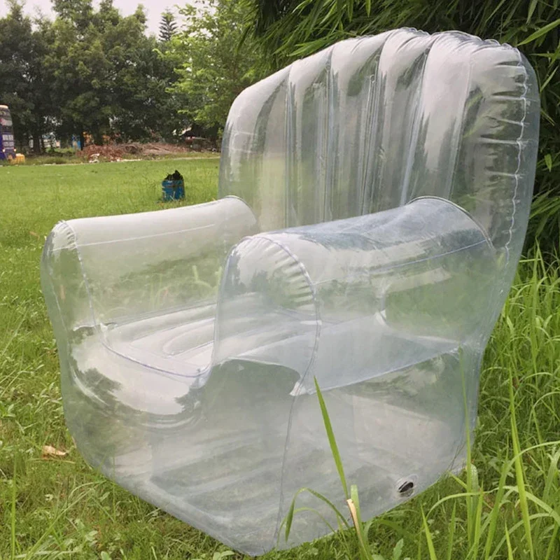 Inflatable Couch Chair Sofa,Portable Thickened Outdoor Camping Sofa Lazy Inflatable Chair Pvc Transparent Stool Air Inflatable