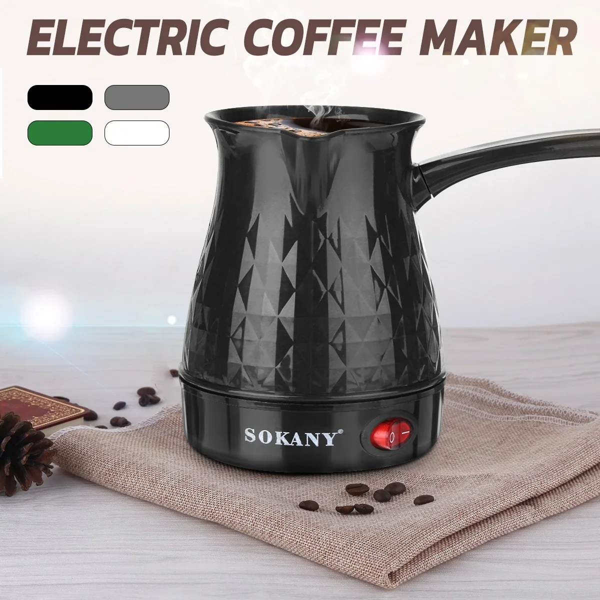 Electric Coffee Maker Turkish Greek Espresso Machine EU Plug Fast Heating Waterproof 500ml Portable 600W