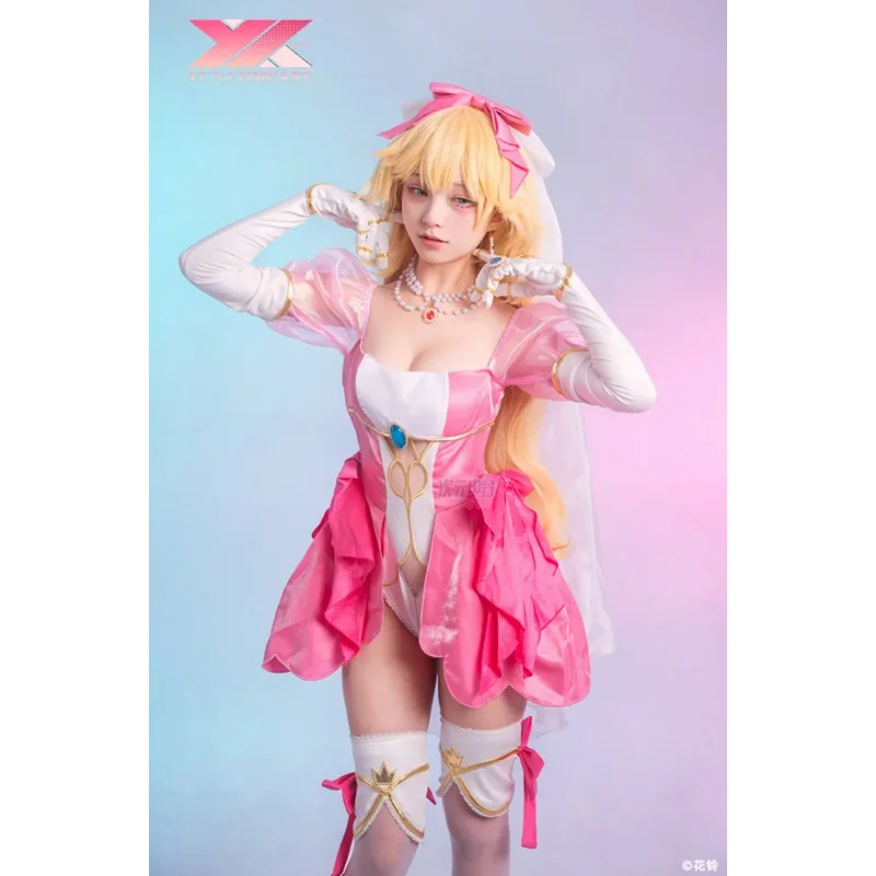 

2025 Новая игра, аниме, принцесса Pea chi, женские костюмы для косплея для взрослых, парик, женский сексуальный боди, розовое свадебное платье, ролевая игра ☆ ☆