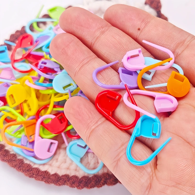 100/200 Stück Bunte Kunststoff-Harz-Kleinklammern, Verschließbare Maschenmarkierer, Häkel- und Strickwerkzeuge, Nadelklammer, Nähwerkzeug – Detail 5